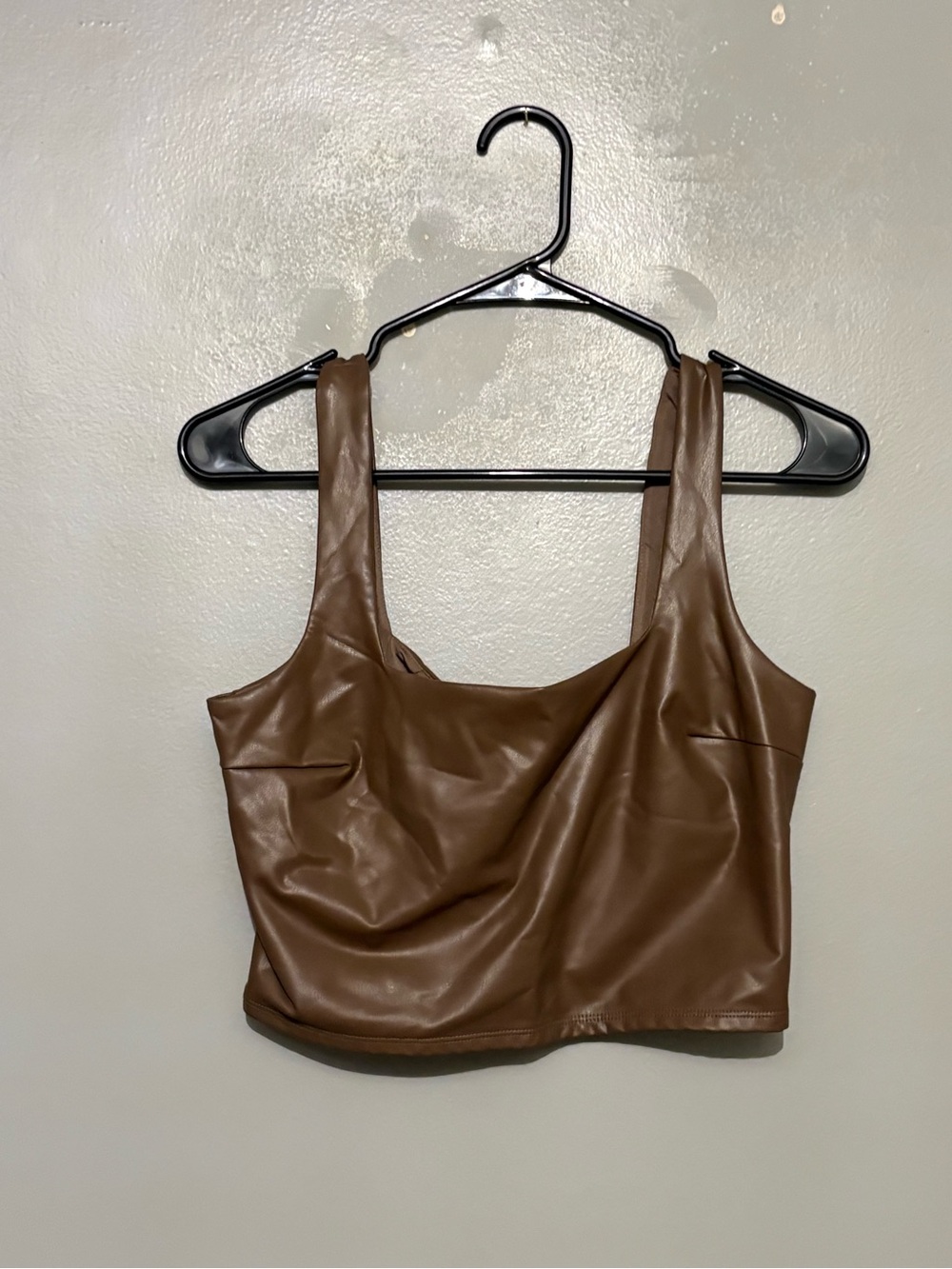 Express Brown Faux Leather Cropped Tank